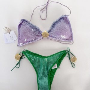 Oseree x Disney Sequinned Purple Green Bikini Set - Medium