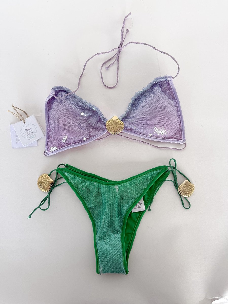 Oseree x Disney Sequinned Purple Green Bikini Set - Medium