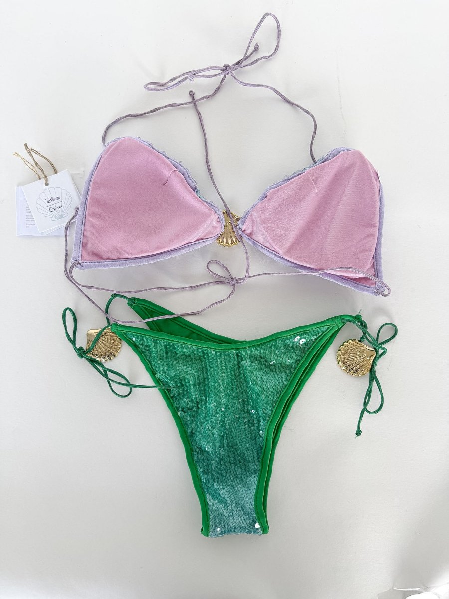 Oseree x Disney Sequinned Purple Green Bikini Set - Medium - Imagen 5
