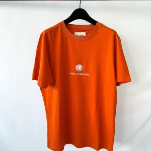Nigel Cabourn Vintage Orange Globe Logo Embroider Spellout Tee