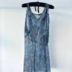 Atlein Blue Sequinned Floral Dress