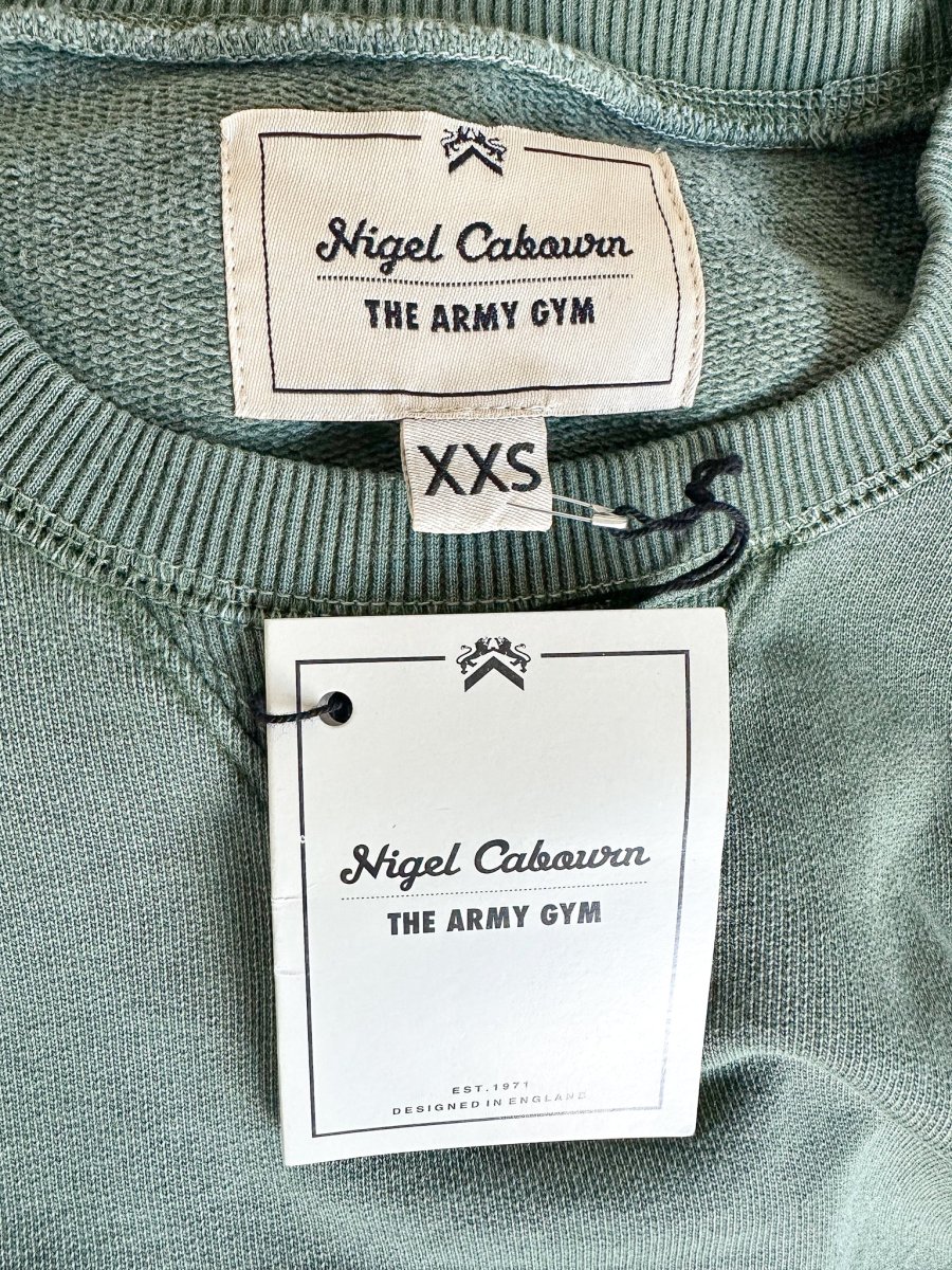 Nigel Cabourn Kangaroo Pocket USMC Green Training Sweatshirt Oversized - Imagen 8