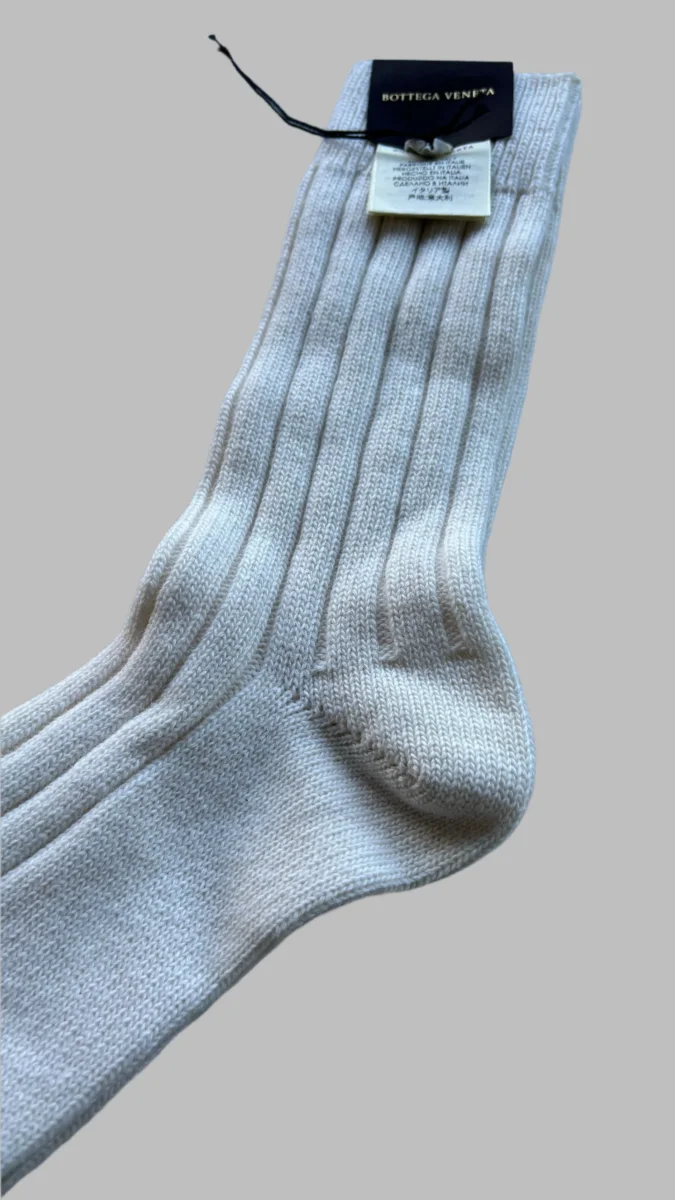 Bottega Veneta Ecru Wool Alpaca Ribbed Socks - Imagen 5