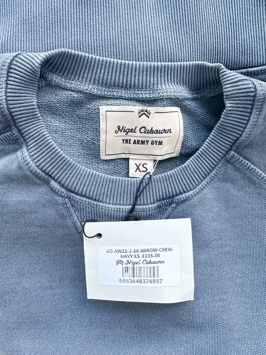 Nigel Cabourn Embroidered Arrow Crew Sweatshirt In Navy Oversized - Imagen 8