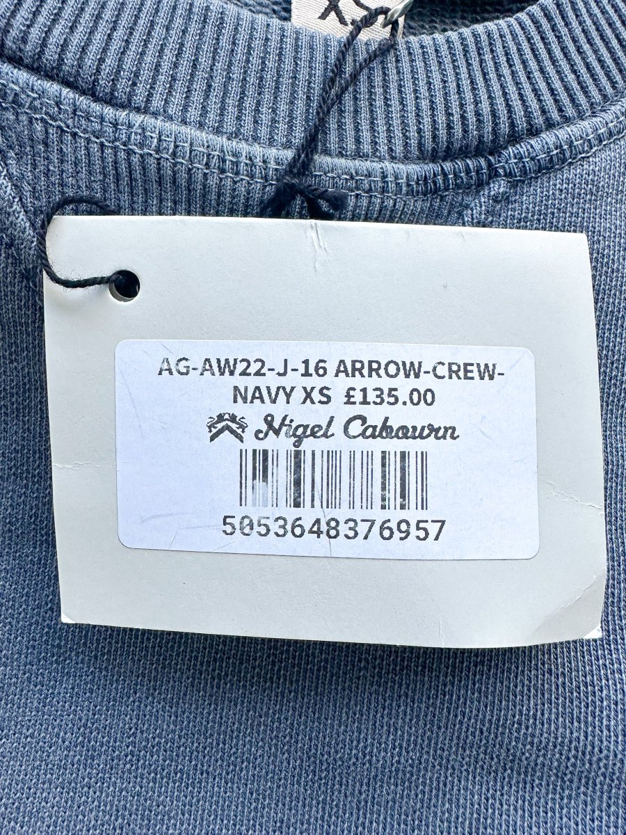 Nigel Cabourn Embroidered Arrow Crew Sweatshirt In Navy Oversized - Imagen 9