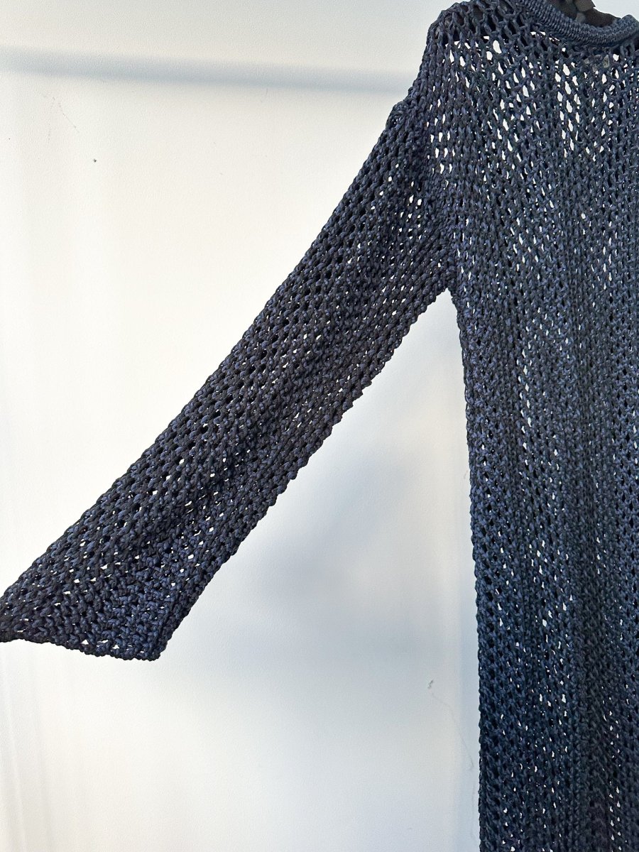 Raey Knitted Organic Cotton Maxi Navy Blue Dress - Imagen 9