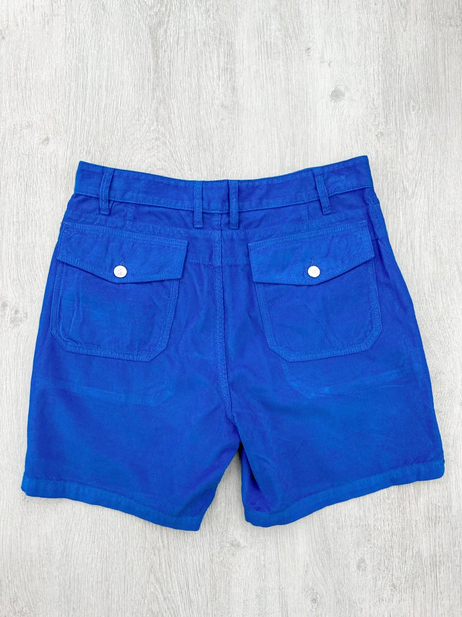 Drake's Fatigue Blue Cotton Corduroy Needlecord Shorts - Imagen 3