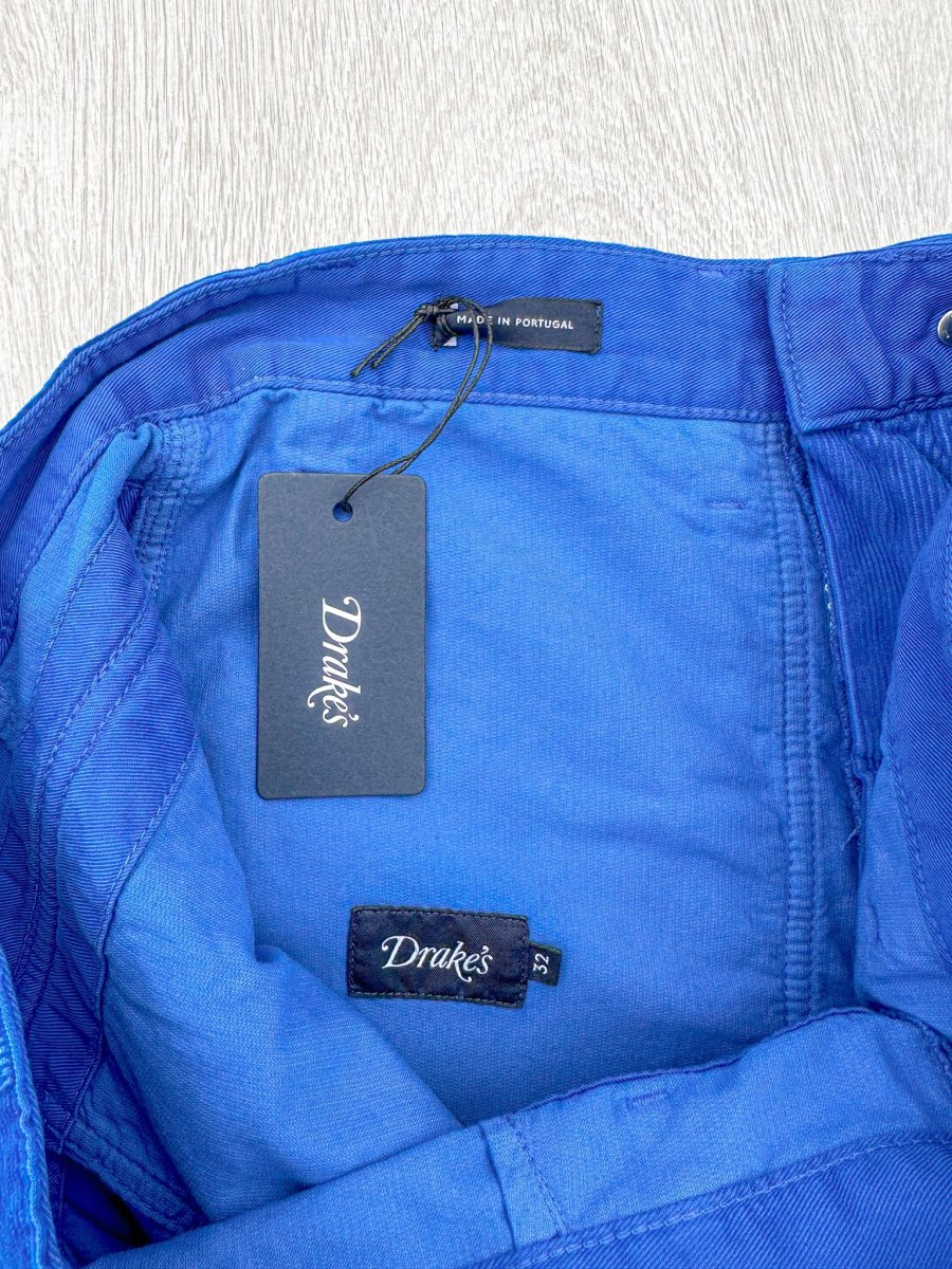 Drake's Fatigue Blue Cotton Corduroy Needlecord Shorts - Imagen 7