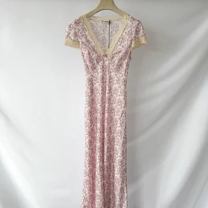Rixo London Clarice Rose Detail Daisies Print Lilac Midi Dress