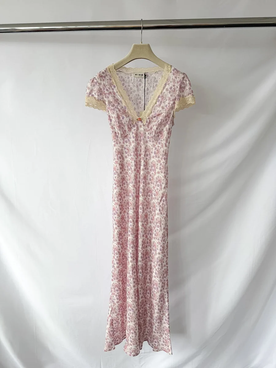Rixo London Clarice Rose Detail Daisies Print Lilac Midi Dress - Imagen 2