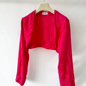 Rixo London Pink Satin Floral Shrug Cardigan
