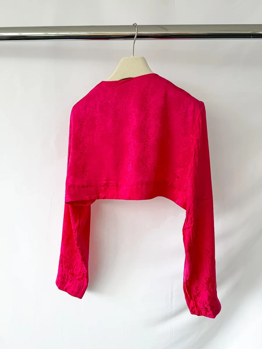 Rixo London Pink Satin Floral Shrug Cardigan - Imagen 4