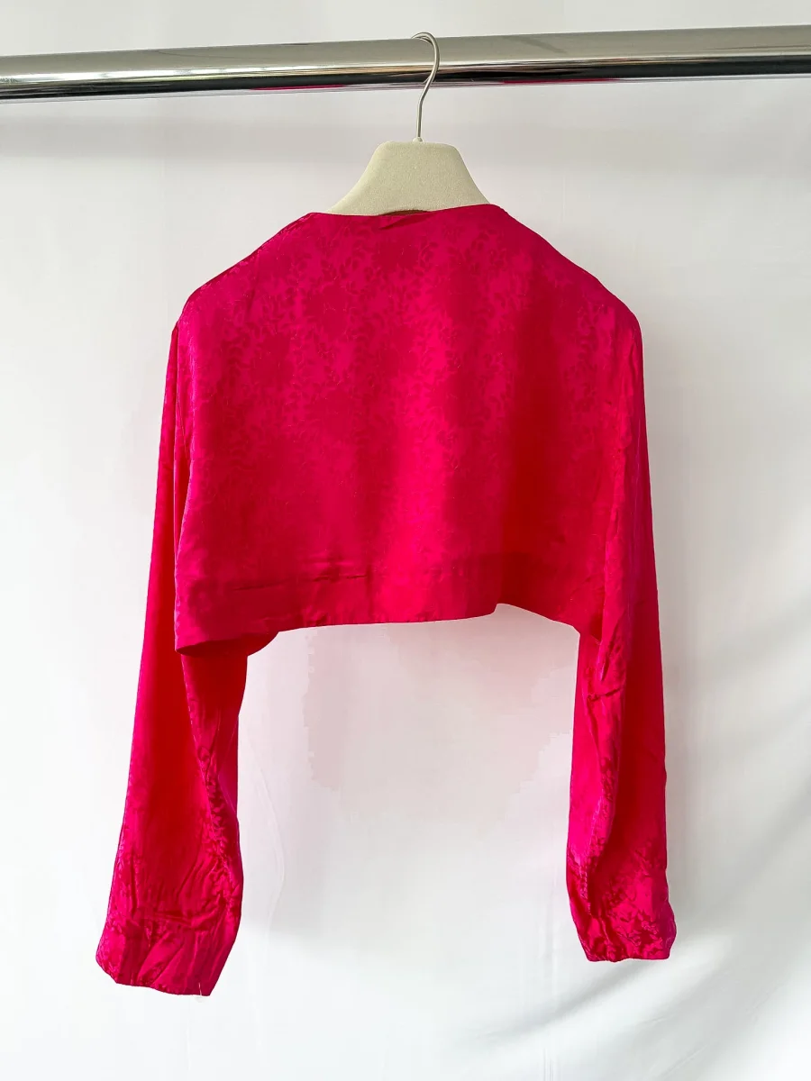 Rixo London Pink Satin Floral Shrug Cardigan - Imagen 5