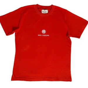 Nigel Cabourn Orange Globe Logo Embroider Spellout Tee