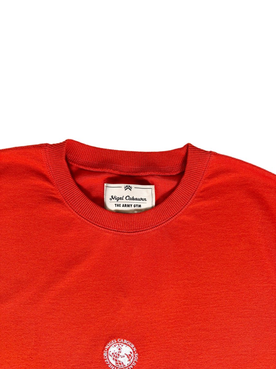 Nigel Cabourn Orange Globe Logo Embroider Spellout Tee - Imagen 5