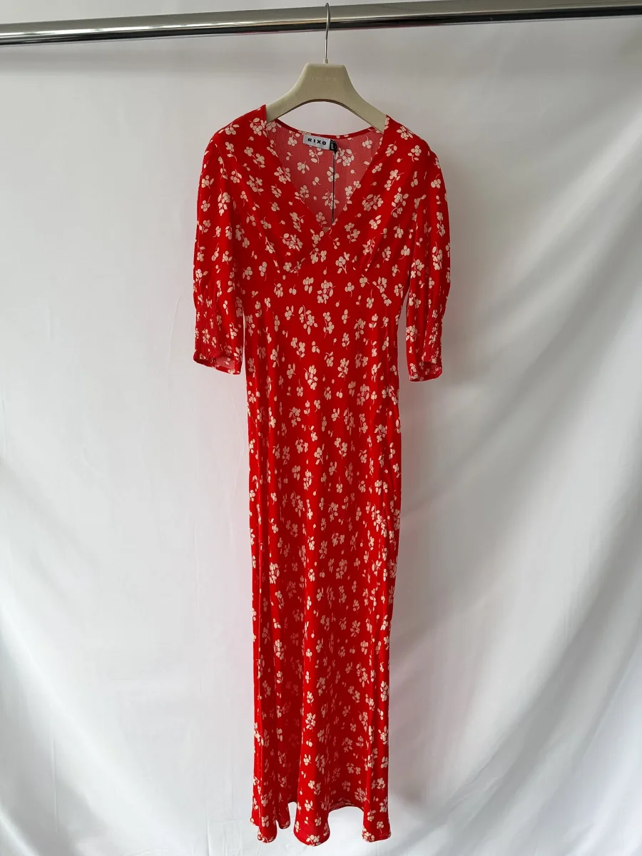 Rixo London Red Zadie Floral Crepe Midi Dress - Imagen 4