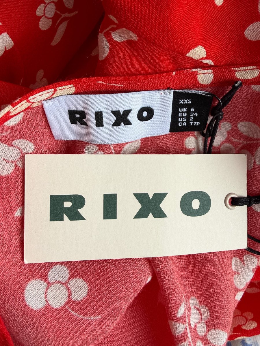 Rixo London Red Zadie Floral Crepe Midi Dress - Imagen 5