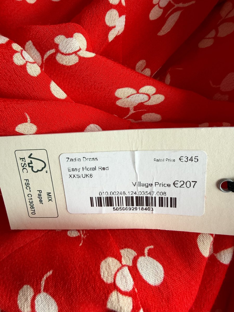 Rixo London Red Zadie Floral Crepe Midi Dress - Imagen 7