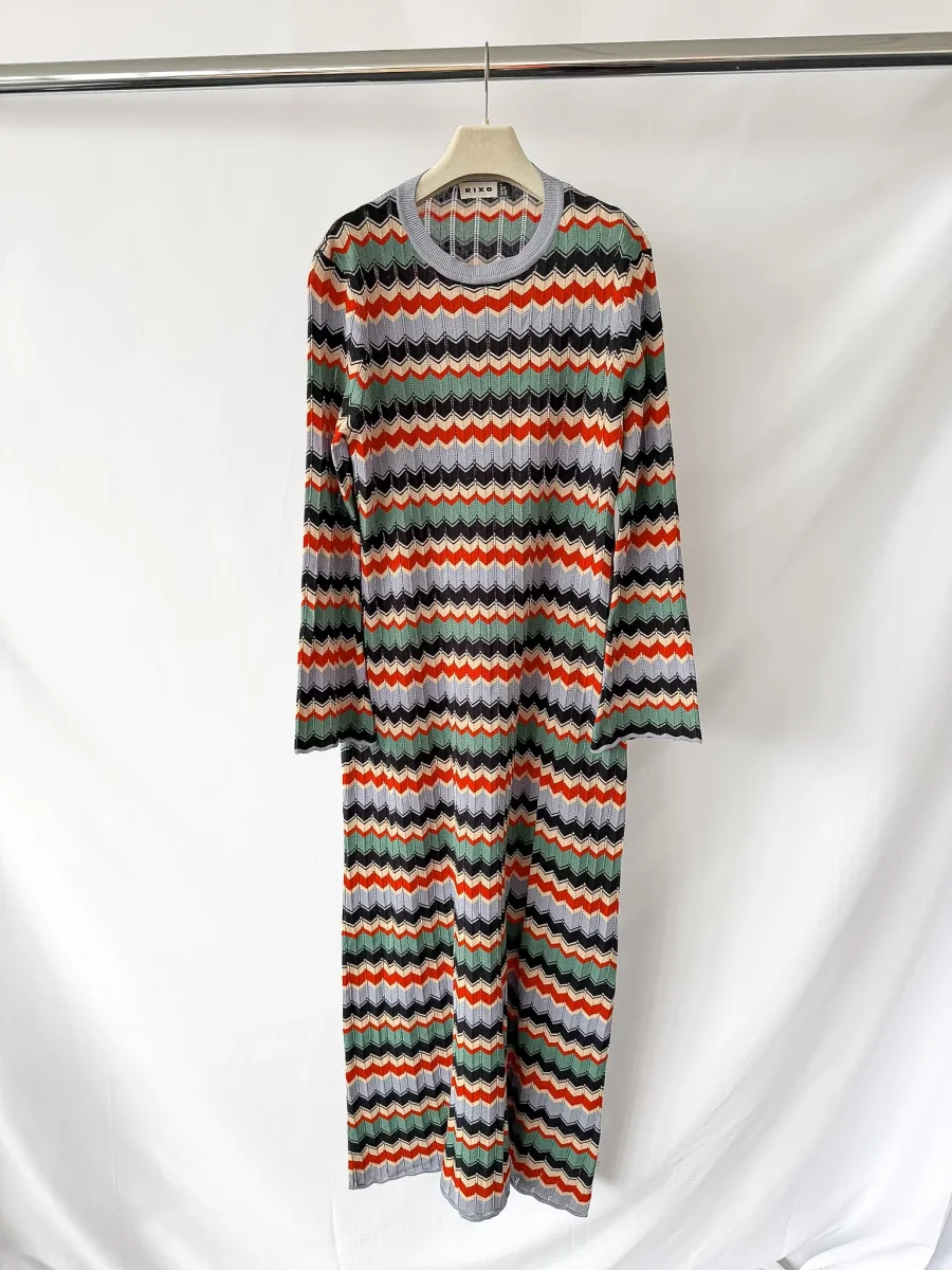 Rixo London Chevron Jacquard Knit Midi Dress - Imagen 4