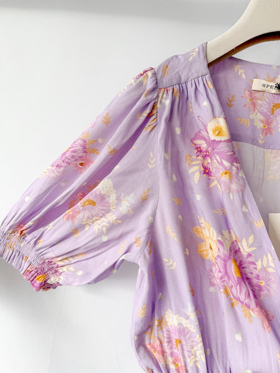 Spell & The Gypsy Lavender Purple Floral Print Lei Lei Romper Playsuit - Imagen 9