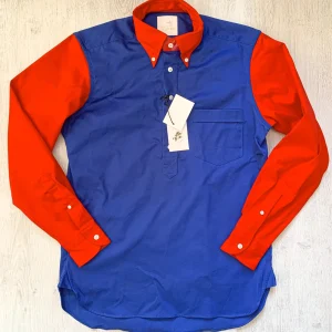 Drake's Colour Block Blue & Red Shirt