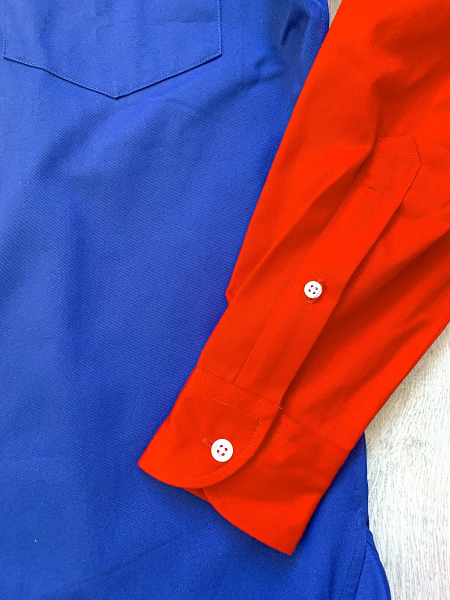 Drake's Colour Block Blue & Red Shirt - Imagen 6