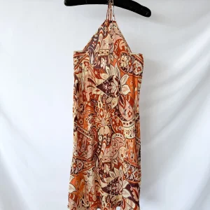Rixo London Kamilla Paisley Criss Cross Halter Dress