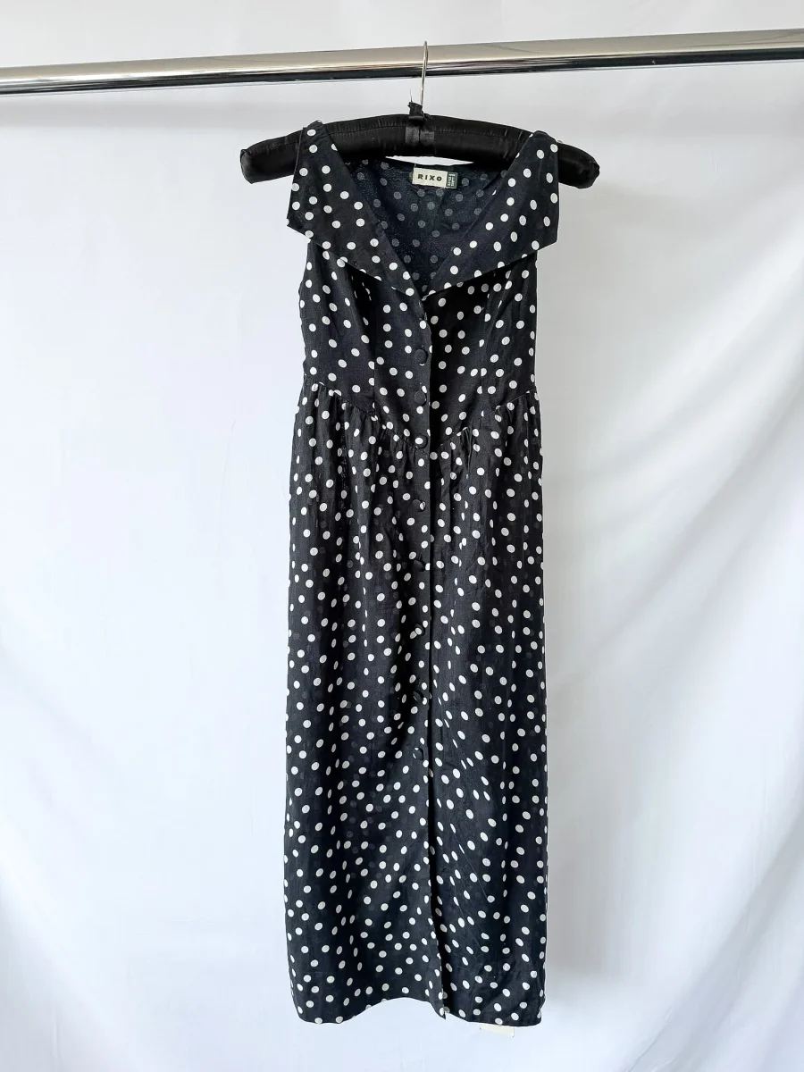 Rixo London Black Siena Emma Polka Spotted Dress - Imagen 7