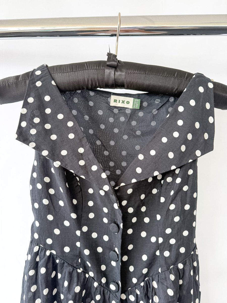 Rixo London Black Siena Emma Polka Spotted Dress - Imagen 8