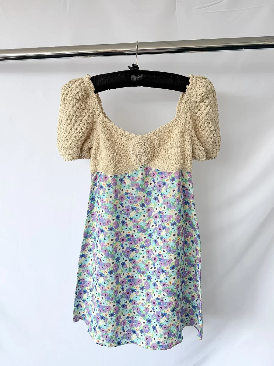 Rixo London Crochet Floral Print Mini Dress - Imagen 4