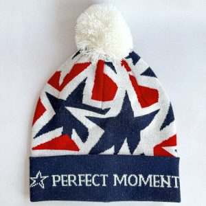Perfect Moment Bobble Knit Ski Star Print Logo Beanie Hat