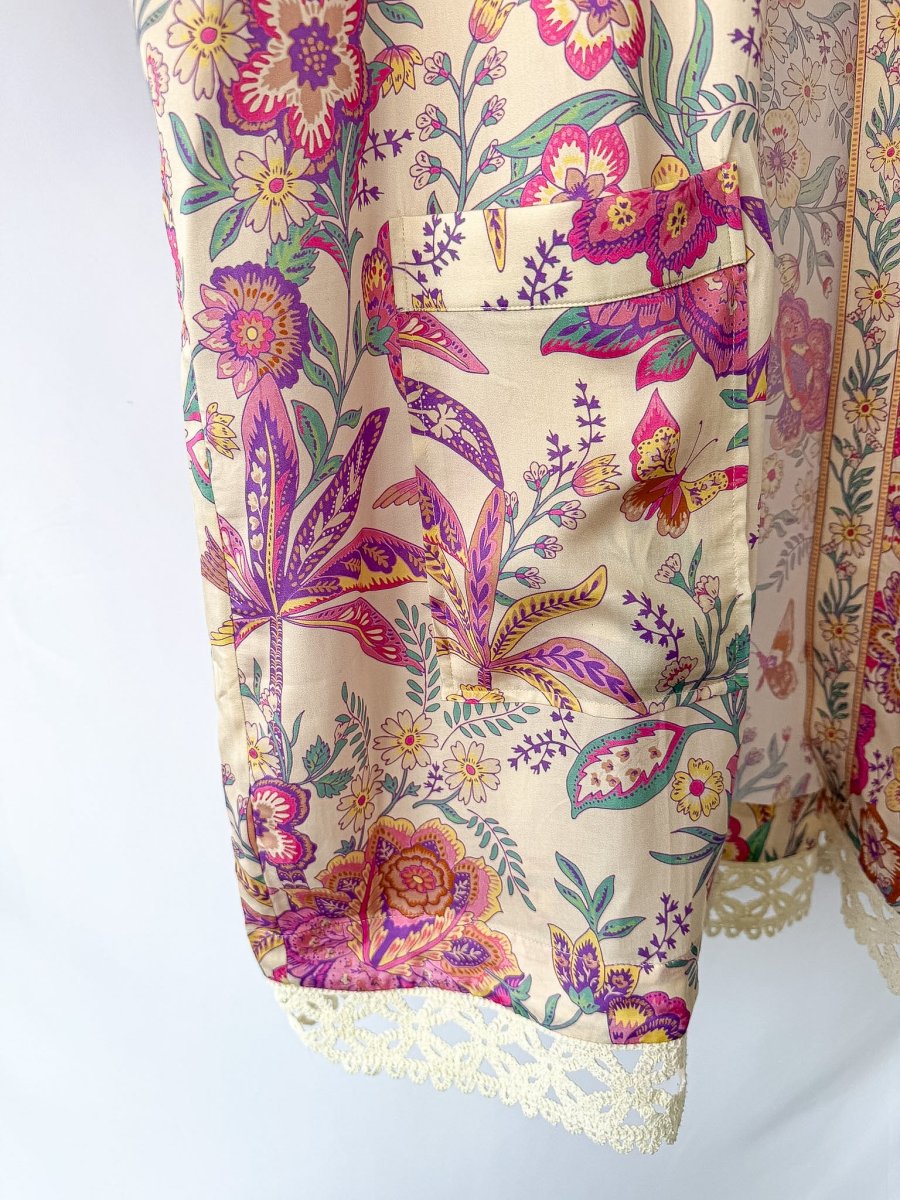 Spell Mojave Lily Floral Print Short Robe - Imagen 5