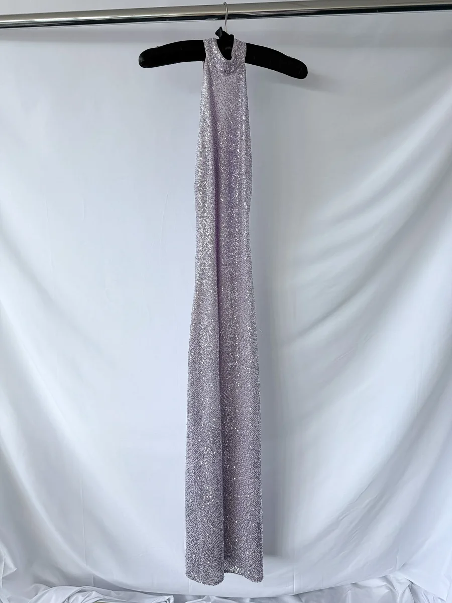 Rixo London Purple Zuri Sequined Halterneck Maxi Dress - Imagen 6