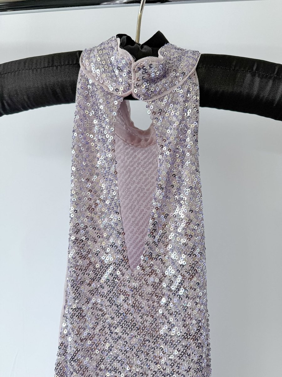 Rixo London Purple Zuri Sequined Halterneck Maxi Dress - Imagen 8