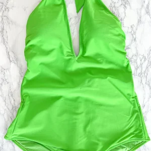 Marina Rinaldi Green Plunge Halter Neck One Piece Swimsuit