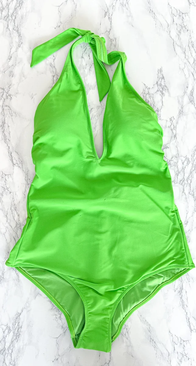 Marina Rinaldi Green Plunge Halter Neck One Piece Swimsuit - Imagen 2