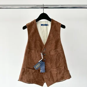 POLO RALPH LAUREN Brown Suede Western Vest Jacket