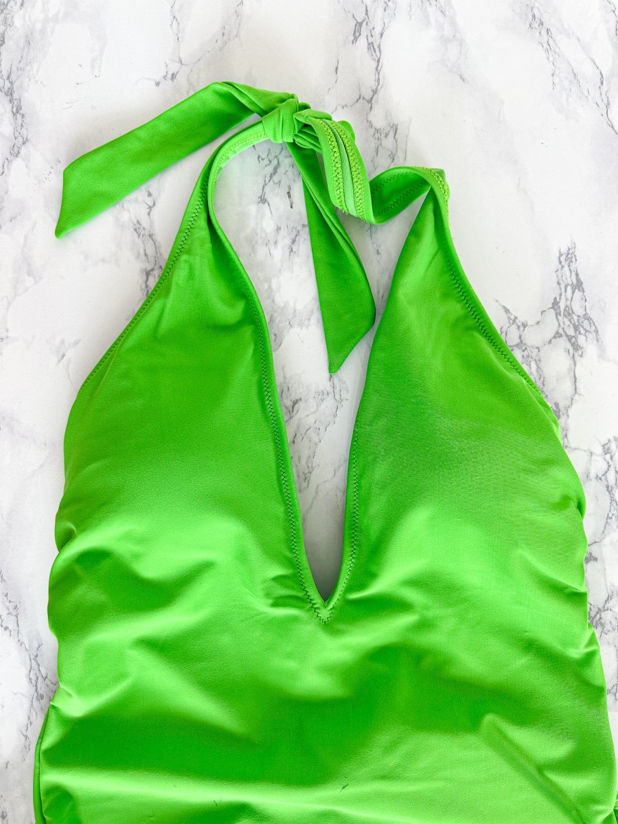 Marina Rinaldi Green Plunge Halter Neck One Piece Swimsuit - Imagen 3