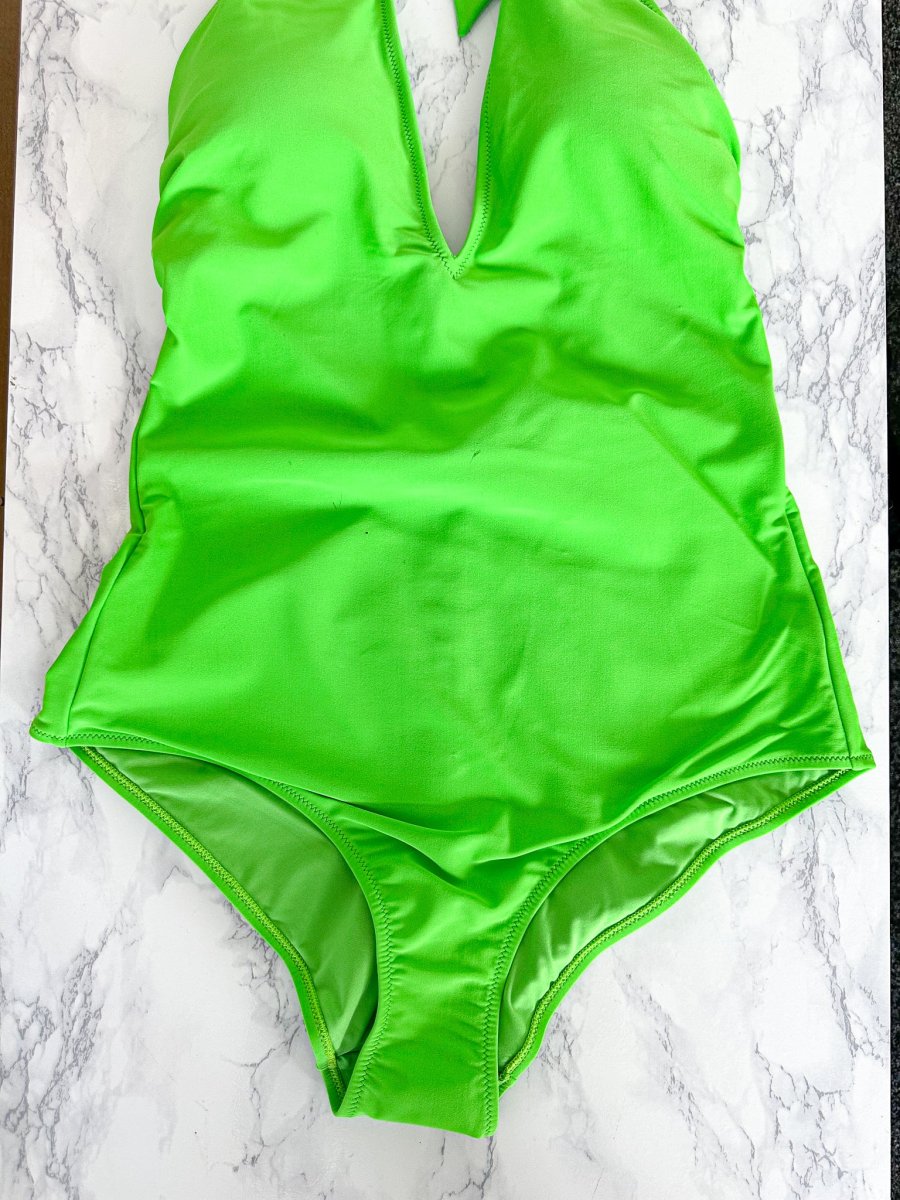 Marina Rinaldi Green Plunge Halter Neck One Piece Swimsuit - Imagen 6