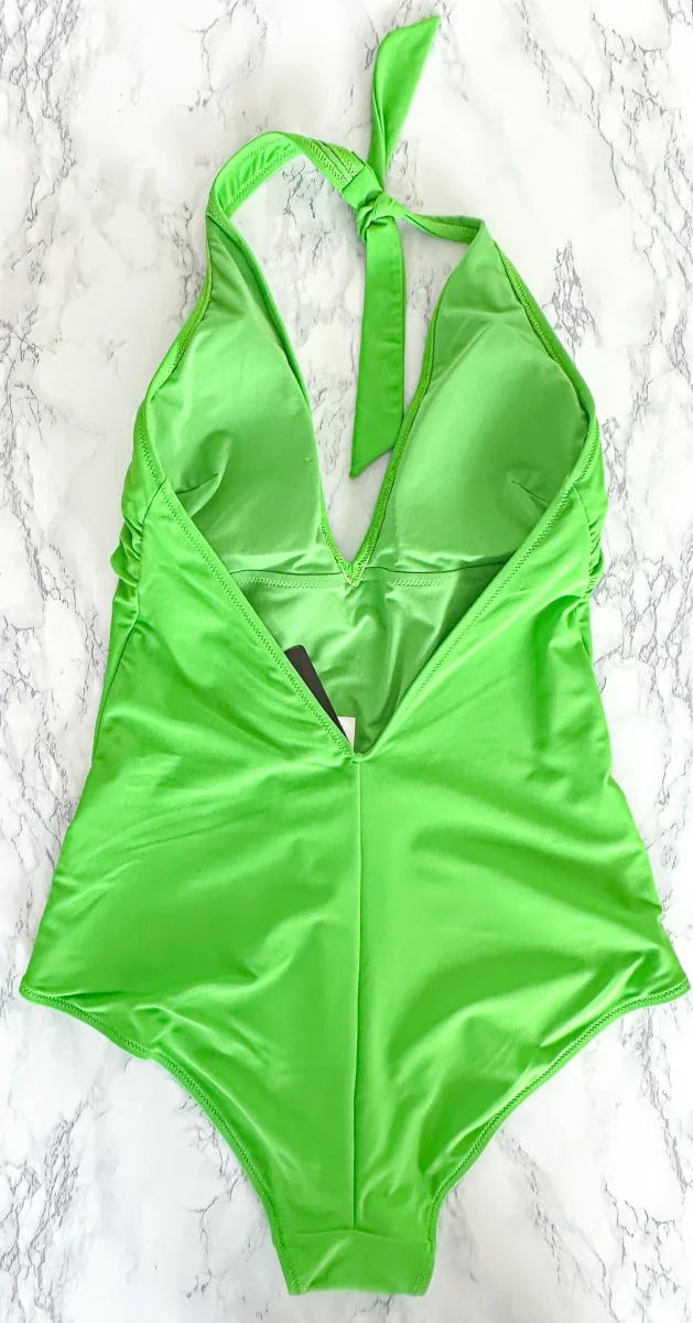 Marina Rinaldi Green Plunge Halter Neck One Piece Swimsuit - Imagen 7