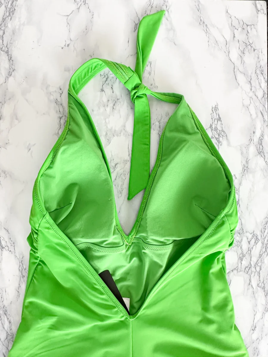 Marina Rinaldi Green Plunge Halter Neck One Piece Swimsuit - Imagen 4