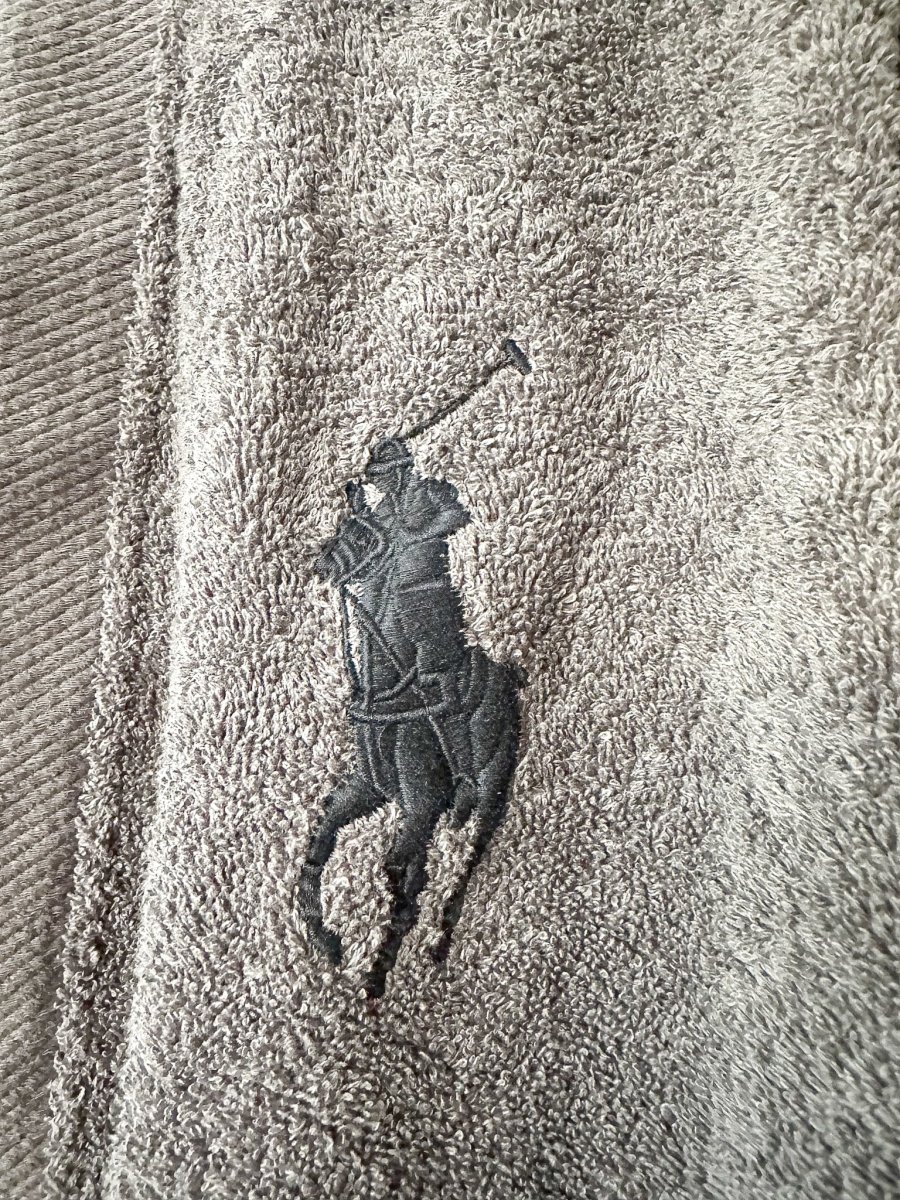 Ralph Lauren Grey Pony Embroidered Cotton Bath Robe - Imagen 3