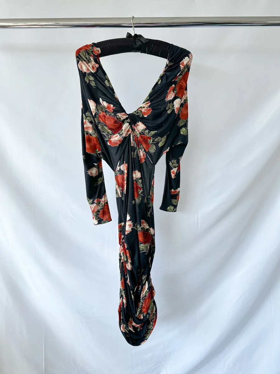 Magda Butrym 11 Floral Black Long Sleeve Dress - Imagen 2