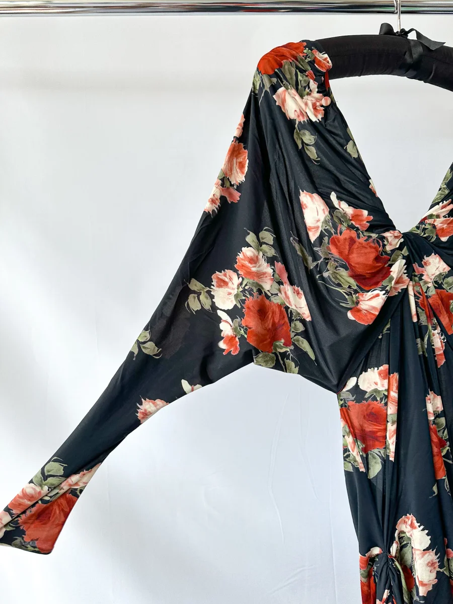 Magda Butrym 11 Floral Black Long Sleeve Dress - Imagen 3