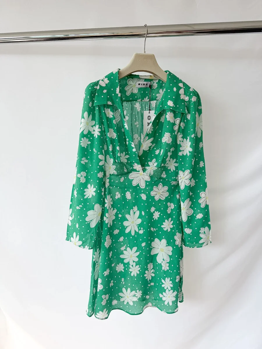Rixo London Petal Print Green Renata Dress - Imagen 4