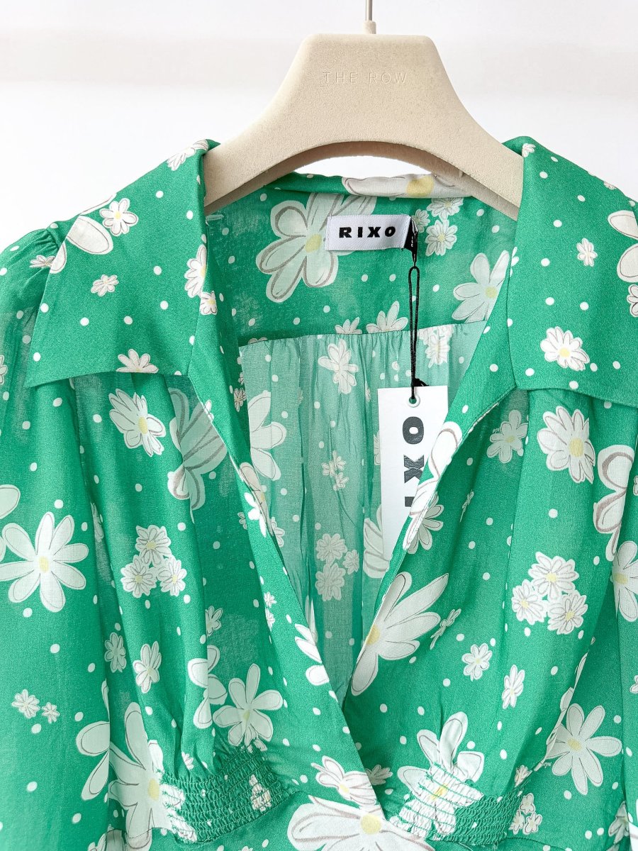 Rixo London Petal Print Green Renata Dress - Imagen 7