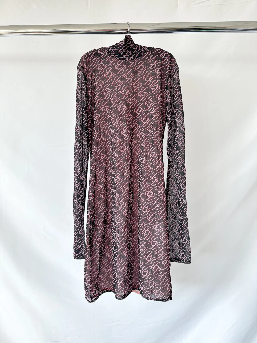 Blumarine Logo Mesh Long Sleeve Dress - Imagen 4