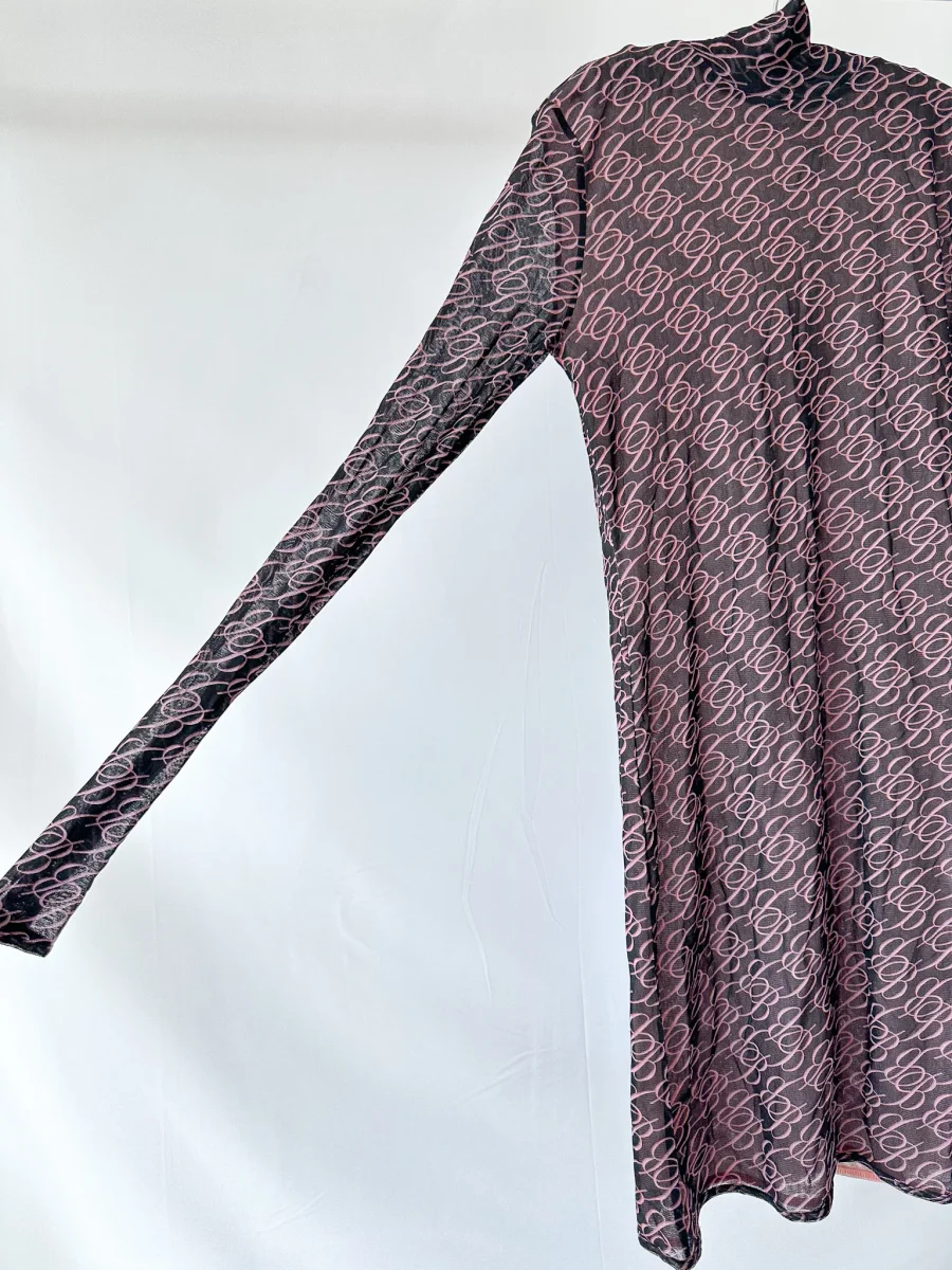 Blumarine Logo Mesh Long Sleeve Dress - Imagen 8