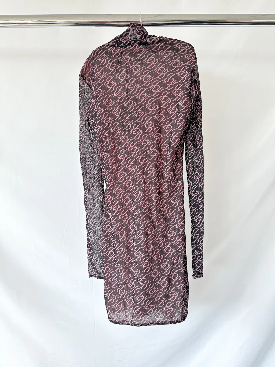 Blumarine Logo Mesh Long Sleeve Dress - Imagen 9