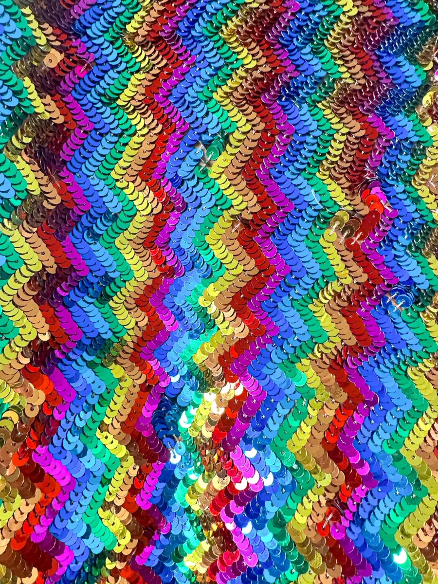 Ashish Sequinned Embellished Rainbow Chevron Georgette Trousers - Imagen 9